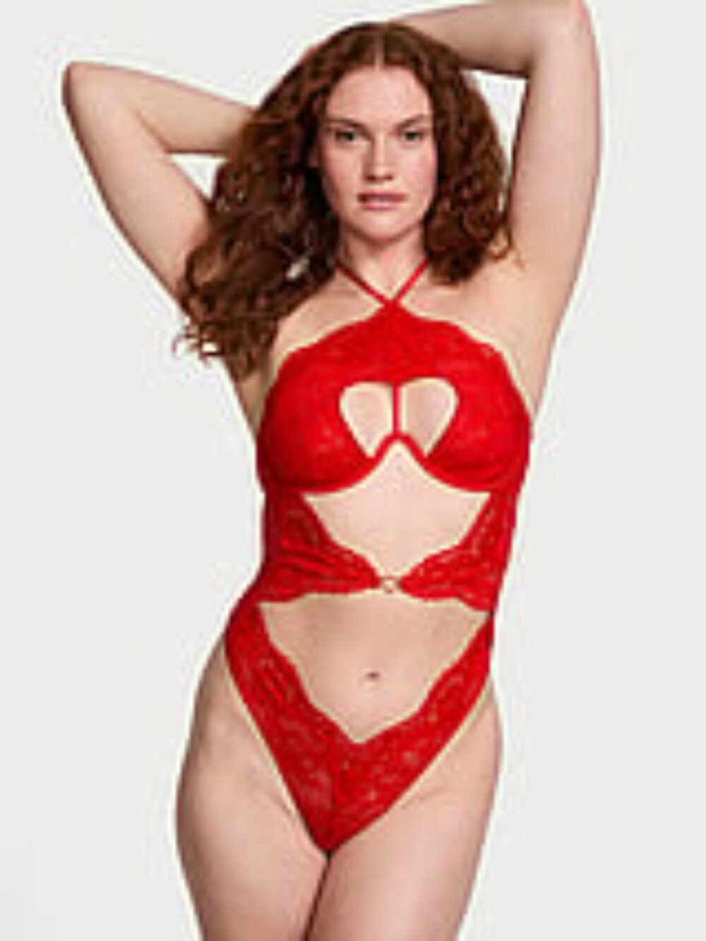 NWT Victoria Secret Very Sexy Twinkle Lace Heart Cut-Out Teddy